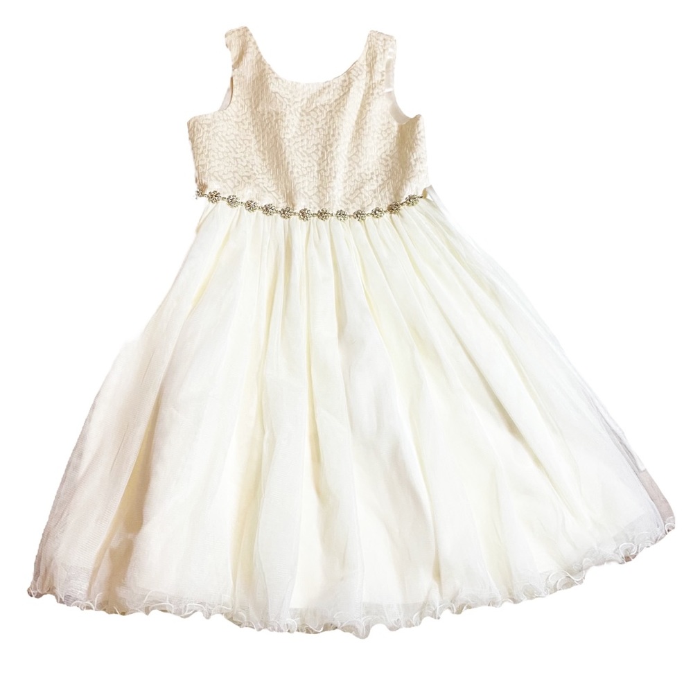 Couture Princess Girls Dress Size 12 White Beautiful Formal Classic Jewel Embel
